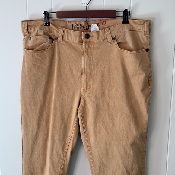 True Nation By DXL Big and Tall Athletic Fit Jeans Khaki Tan Size 42 x 30 - Picture 3 of 7